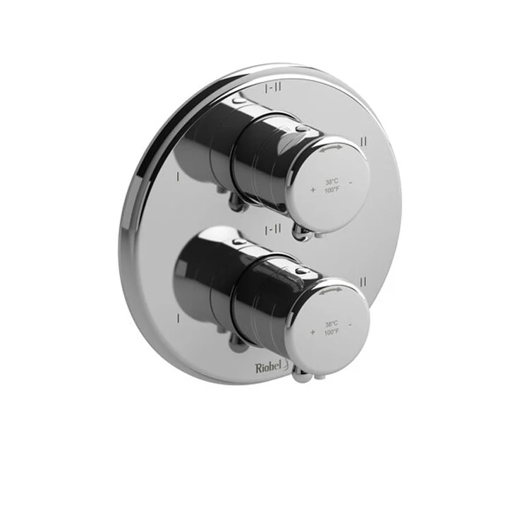 Thermostatic and Pressure Balance Valve Trim Classic 3/4 Inch Round 4-Way 6 Function 2 Lever Polished Nickel - Frankwebs