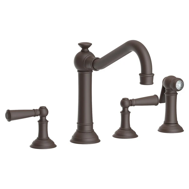 Kitchen Faucet Jacobean Widespread 8 Inch Spread 2 Lever ADA English Bronze Sidespray Spout Height 6 Inch 1.8 Gallons per Minute - Frankwebs