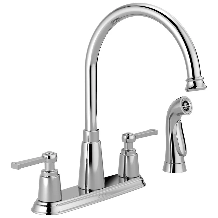 Kitchen Faucet Emmet with Spray 10-1/5 Inch Spread 2 Lever ADA Chrome 1.8 Gallons per Minute - Frankwebs