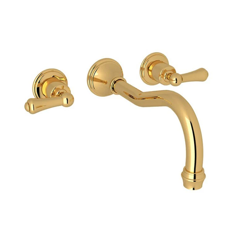 Tub Filler Georgian Era Wall Mount 2 Lever Column Spout Unlacquered Brass - Frankwebs