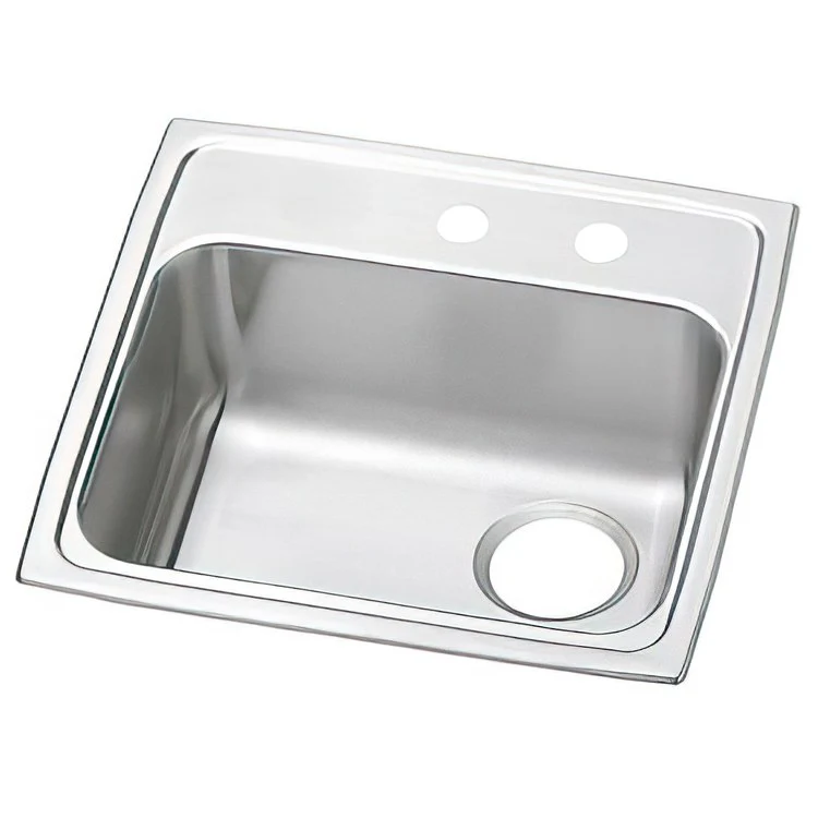 Kitchen Sink Celebrity 19.5 x 19 Inch Single Bowl MR2 Hole ADA Brushed Satin Drop-In Rectangle Drain Location Rear Right Depth 5-1/2 Inch Full Spray Sides and Bottom - Frankwebs