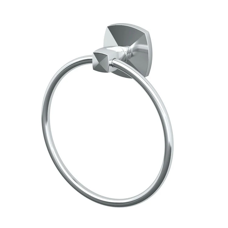 Towel Ring Jewel 7.5 Inch Round Chrome Metal Wall Mount - Frankwebs