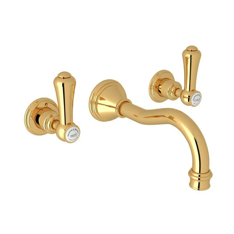 Lavatory Faucet Georgian Era Wall Mount 2 Porcelain Cap Lever Polished Nickel 1.2 Gallons per Minute - Frankwebs