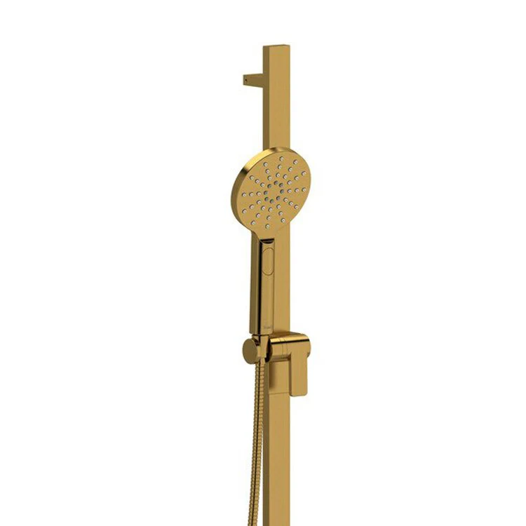 Handshower Set Round 2-Jet Brushed Gold 3 Function WaterSense 1.8 Gallons per Minute 31 Inch Slide Bar - Frankwebs