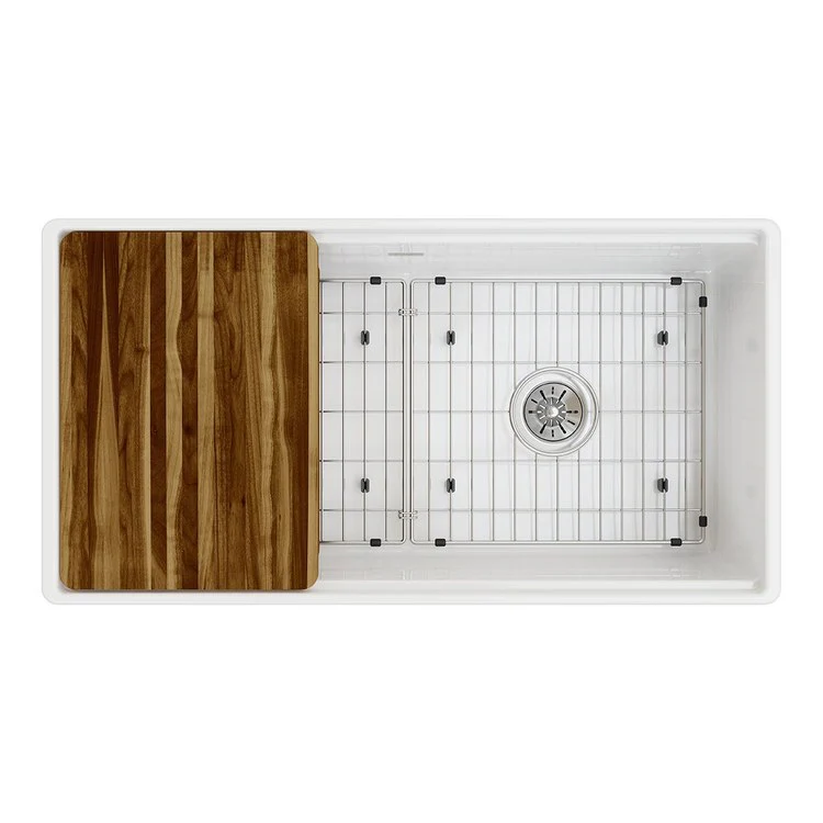 Kitchen Sink Fireclay 36 x 19 Inch Single Bowl Kit Apron Front White Farmhouse Front Drain Location Right Workstation - Frankwebs