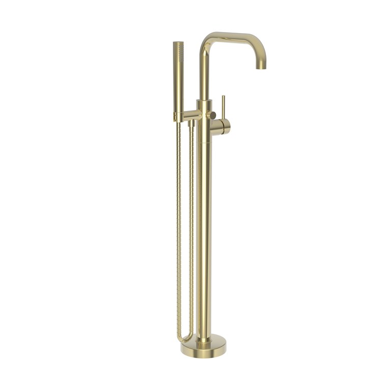 Tub Filler East Square Exposed Freestanding with Handshower 1 Lever ADA Forever Brass PVD Brass 1.8GPM Handshower - Frankwebs