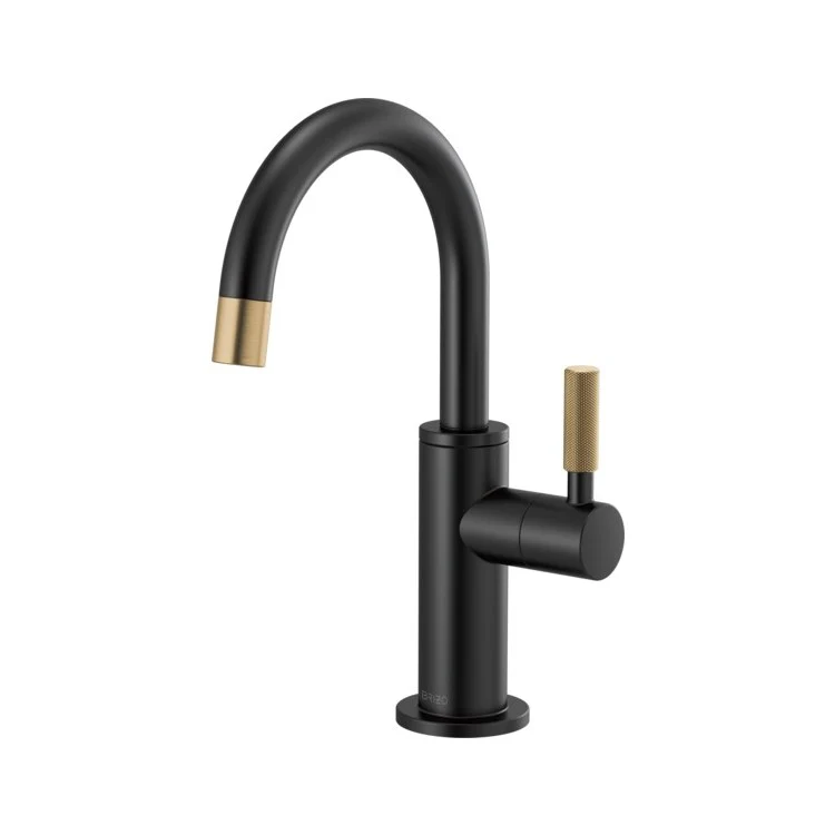 Beverage Faucet Litze Cold Water 1 Knurled Lever ADA Brilliance Luxe Gold Arc Spout 360 Degree Swivel - Frankwebs