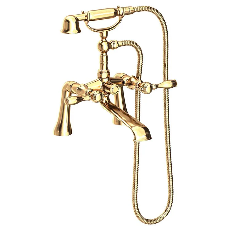 Tub Filler Victoria Deck Mount Exposed with Handshower 7-1/4 Inch Spread 2 Lever ADA Antique Copper 2 Hole - Frankwebs