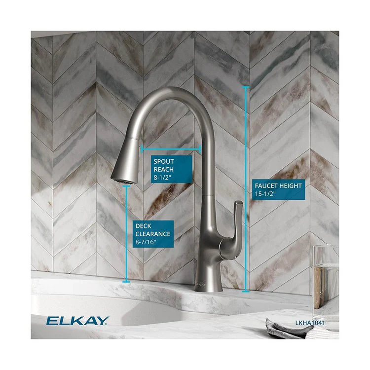 Kitchen Faucet Harmony Deck Mount 1 Forward Only Lever ADA Lustrous Steel Pull Down Spray 1 Hole Spout Height 15-1/2 Inch - Frankwebs