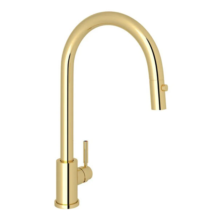 Kitchen Faucet Holborn 1 Lever English Gold Dual Spray Pull Down C-Spout 1.75 Gallons per Minute - Frankwebs