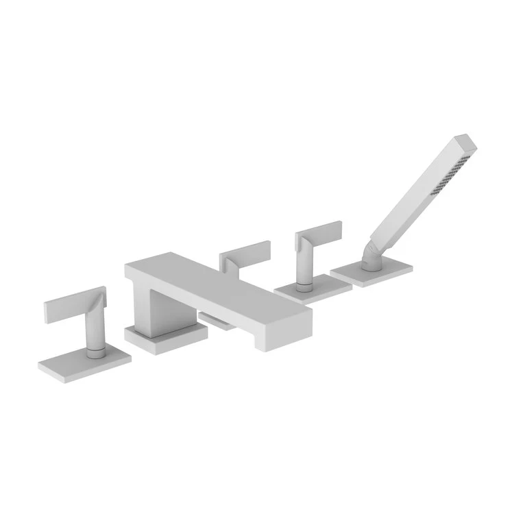 Roman Tub Trim Metro Deck Mount with Handshower 3 Lever Midnight Chrome ADA 8 Inch Spread - Frankwebs