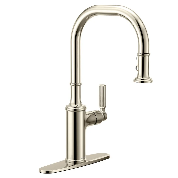 Kitchen Faucet Smyth 1 Lever ADA Polished Nickel High Arc 1/3 Hole PowerBoost 1.5 Gallons per Minute - Frankwebs