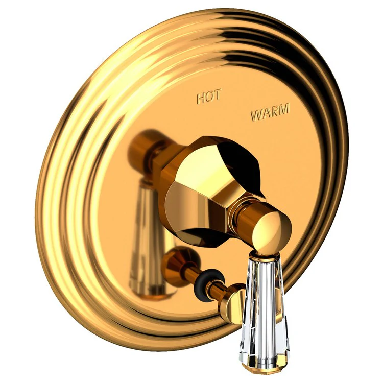 Metropole Pressure Balance Tub/Shower Valve Trim Only with Crystal Lever Handle - Polished Gold PVD - Frankwebs