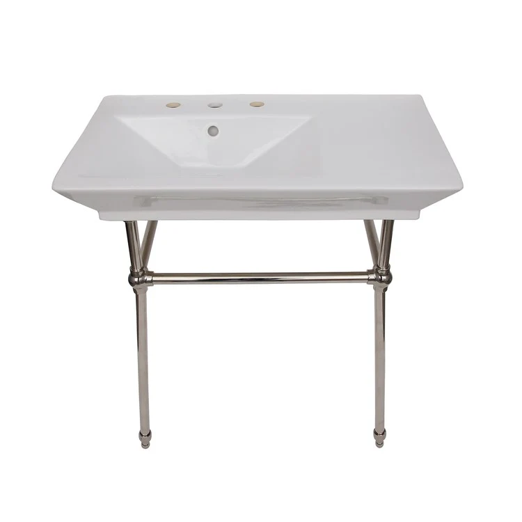 Console Sink Opulence His 31-1/2 Inch 8 Inch Spread Rectangle White/Brushed Nickel - Frankwebs