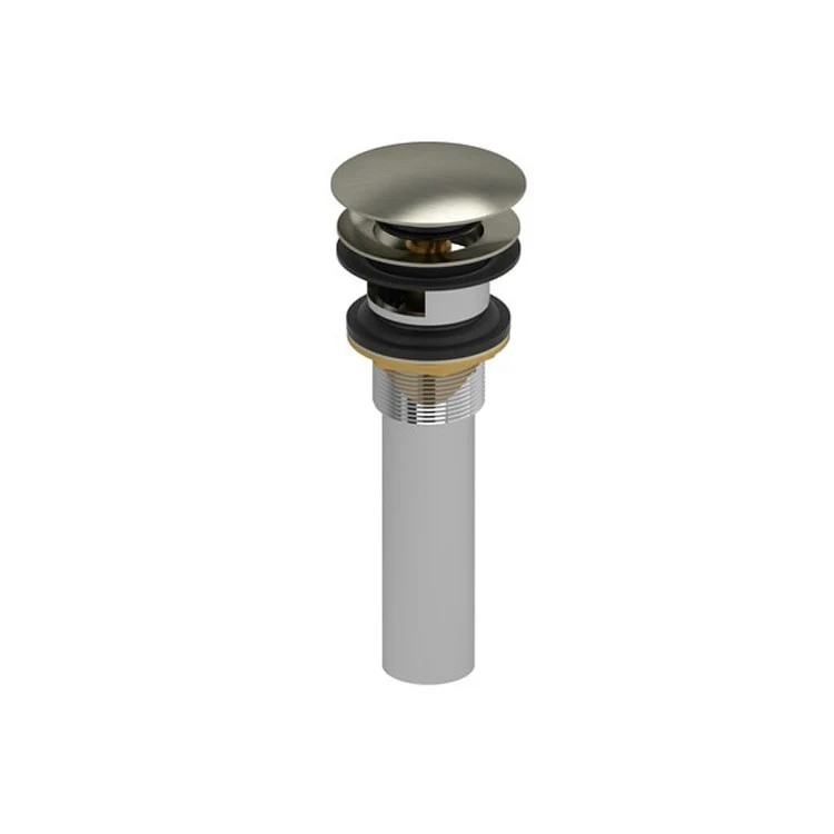 Push Drain with Overflow 2-1/2W x 8-1/4H Inch Brushed Nickel Brass - Frankwebs