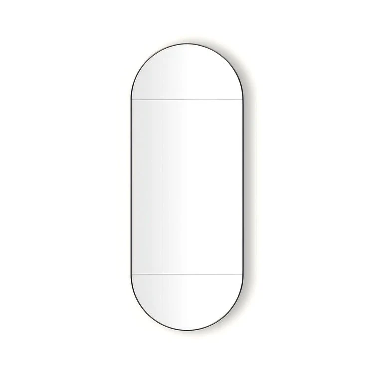 Medicine Cabinet Main Line 20 x 50 Inch 1 Doors Mirrored Matte Black Pill Shaped Murray Hill Pill Slow Close Hinges 4 Inch - Frankwebs