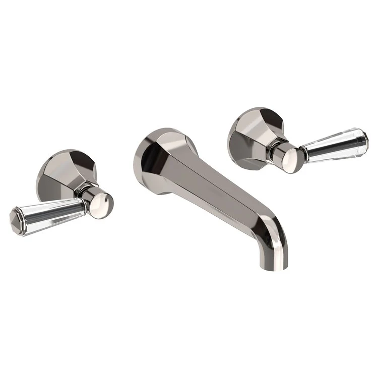 Lavatory Faucet Metropole Wall Mount 8 Inch Spread 2 Lever ADA WaterSense Midnight Chrome 1.2 Gallons Per Minute Brass/Crystal Less Drain Spout Reach 7-1/2 Inch - Frankwebs