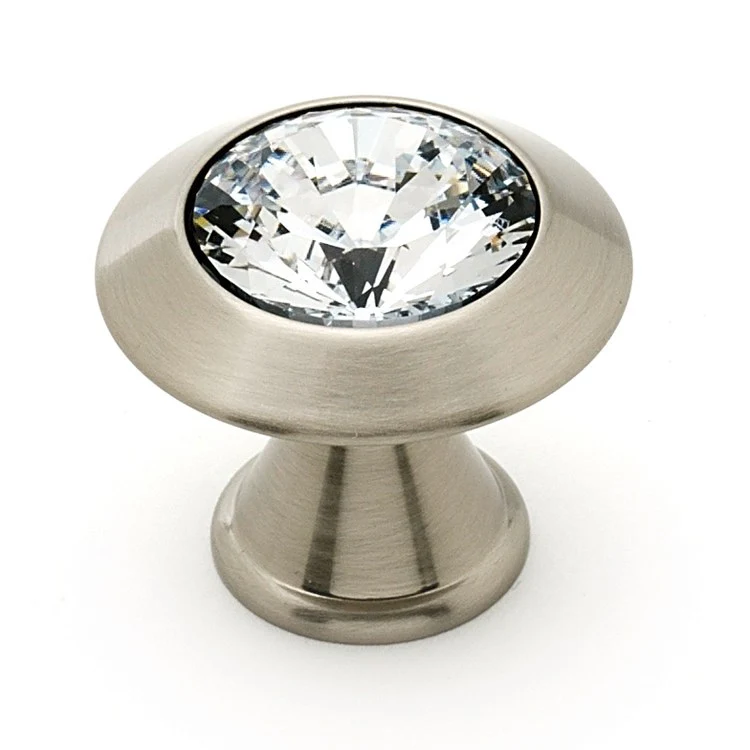 Knob Swarovski Crystal Round Crystal Satin Nickel Brass 1-1/4 Inch 1-3/8 Inch 3/4 Inch - Frankwebs