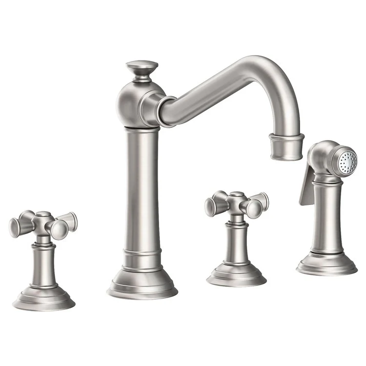 Kitchen Faucet Jacobean Widespread 8 Inch Spread 2 Cross ADA French Gold PVD Sidespray Spout Height 6 Inch 1.8 Gallons per Minute - Frankwebs