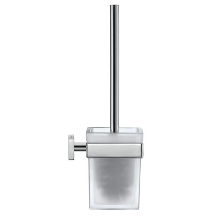 Toilet Brush Set Karree Wall Mount Chrome Frosted Glass 13-3/4 Inch - Frankwebs