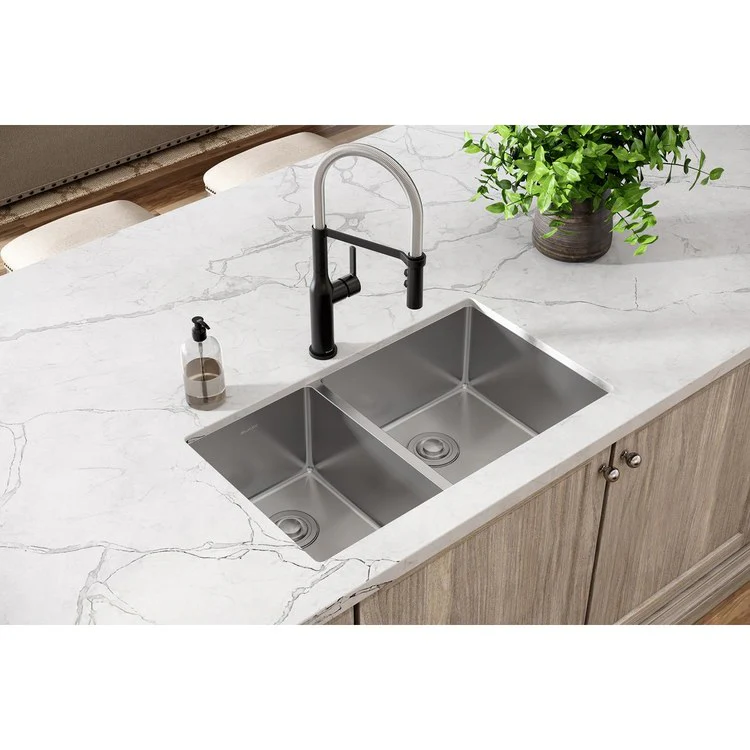 Kitchen Sink Crosstown 31.5 x 18.5 Inch Double Bowl 40/60 Polished Satin Undermount - Frankwebs