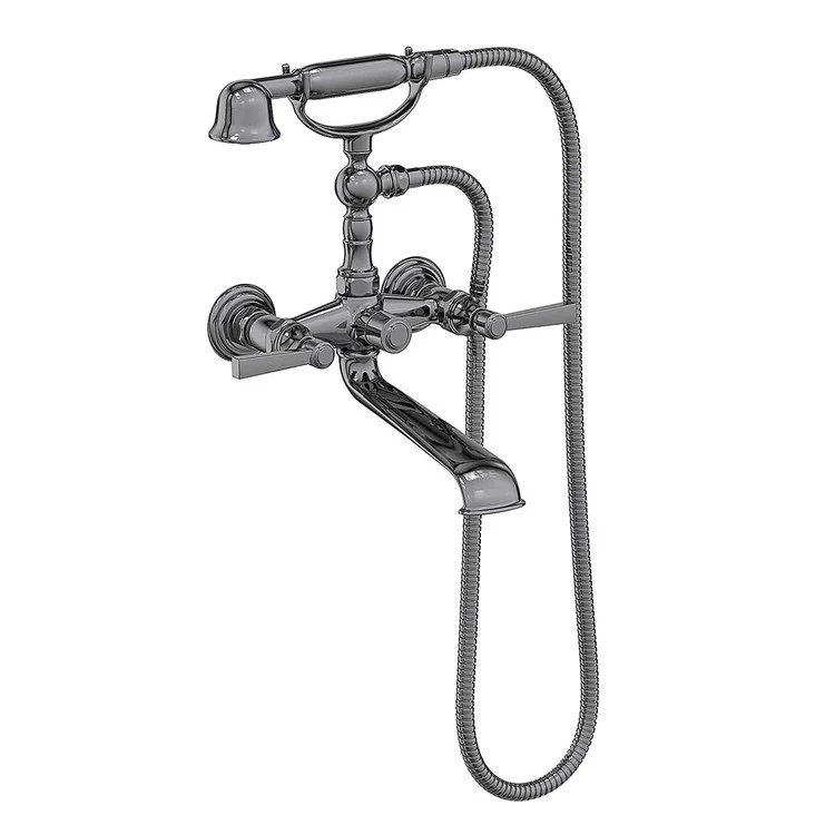 Tub Filler Astor Wall Mount Exposed with Handshower 6 Inch Spread 2 Lever ADA Polished Brass Uncoated Living 2 Hole - Frankwebs