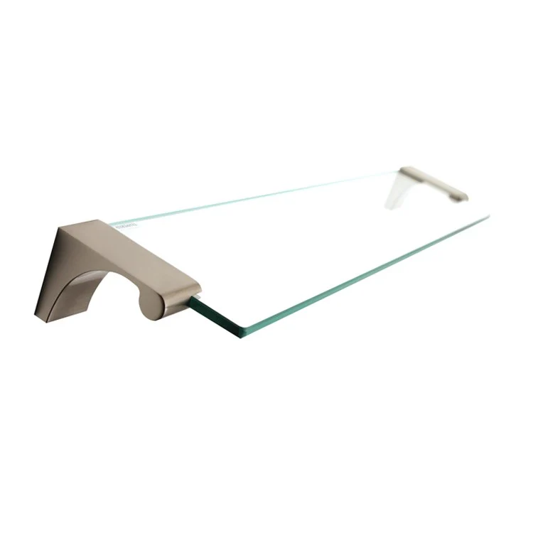 Shelf Luna with Brackets Satin Nickel 18 Inch Brass/Glass - Frankwebs