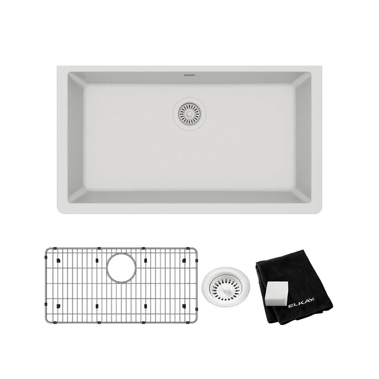 Kitchen Sink Quartz Classic 33 x 18.5 Inch Single Bowl White Undermount - Frankwebs