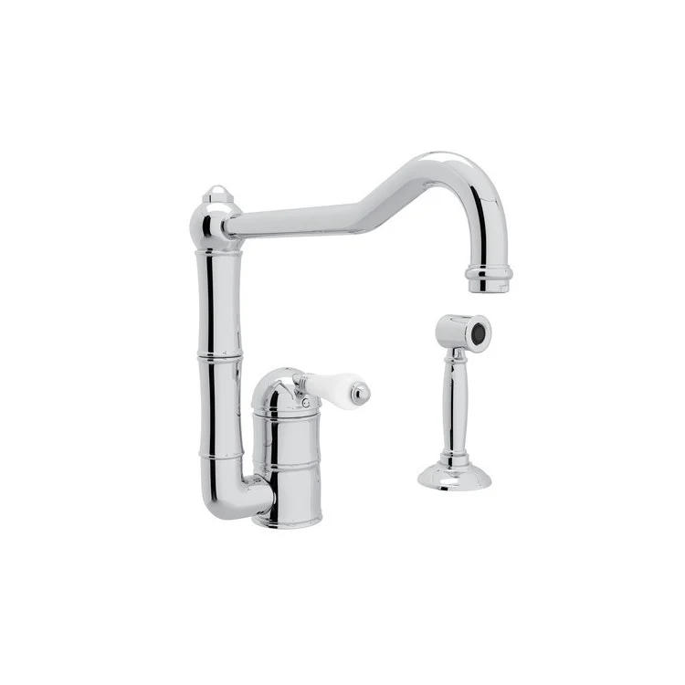 Kitchen Faucet Acqui with Sidespray Column Spout and Extended Spout 1 Porcelain Lever Italian Brass 1.5 Gallons per Minute - Frankwebs