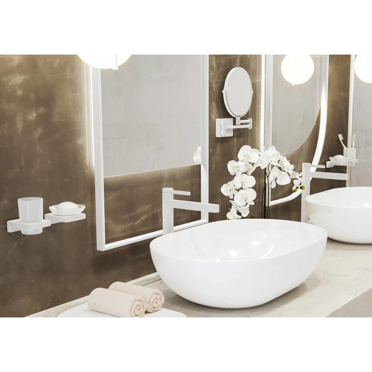 Tumbler AddStoris Toothbrush Holder Matte White Wall Mount Ceramic/Metal - Frankwebs