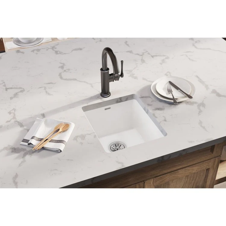 Bar Sink Fireclay 16 x 19 Inch Single Bowl Kitchen White Undermount Rectangle Drain Size 3-1/2 Inch - Frankwebs