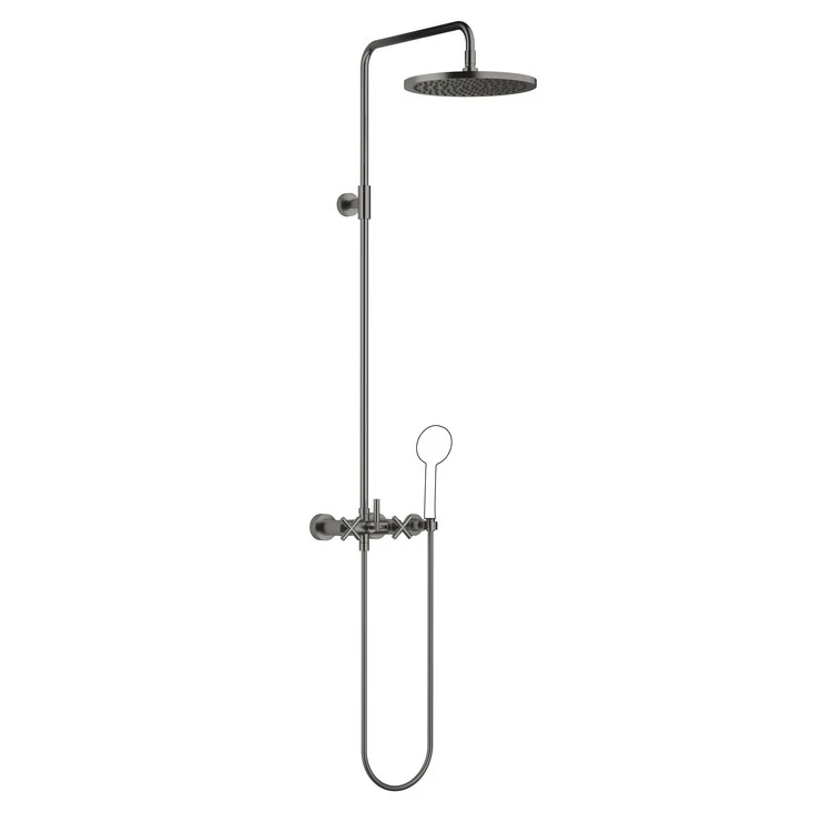 Shower Set TARA Exposed with Mixer Less Handshower 3 Cross/Lever Champagne 1.8 Gallons per Minute - Frankwebs
