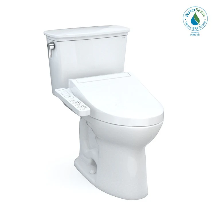Toilet Drake 2 Pieces Cotton Elongated 29-1/2 Inch 1.28 Gallons per Flush Left Hand Chrome Washlet+ C2 - Frankwebs