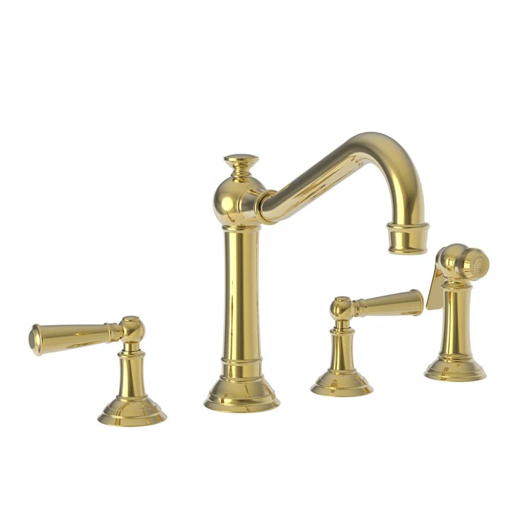 Kitchen Faucet Jacobean Widespread 8 Inch Spread 2 Lever ADA English Bronze Sidespray Spout Height 6 Inch 1.8 Gallons per Minute - Frankwebs