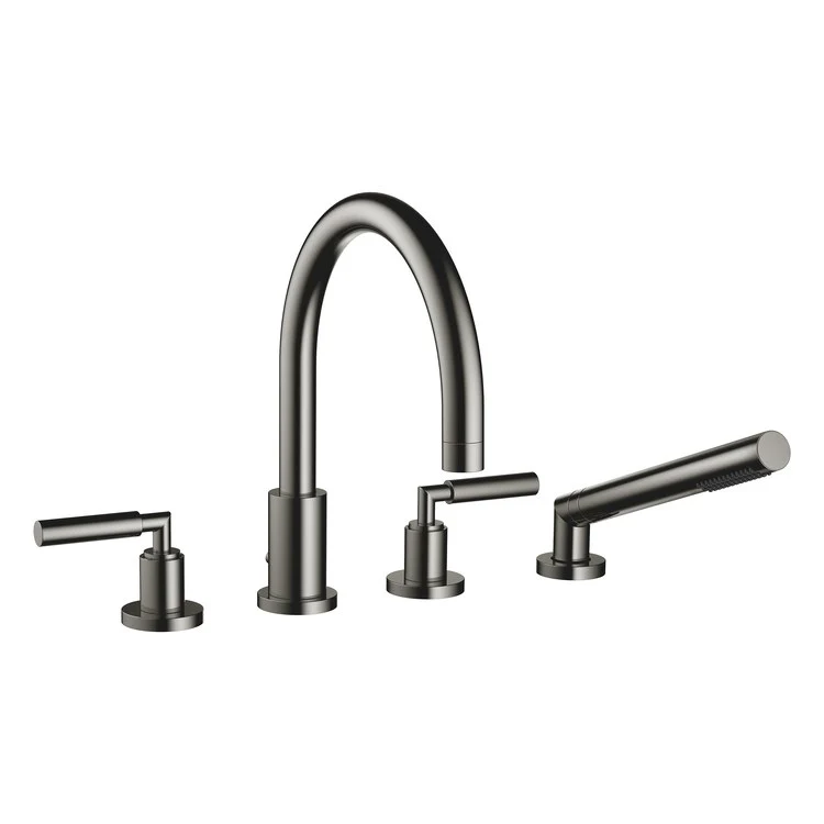 Tub Filler TARA Mixer for Deck Mount with Handshower 2 Lever ADA Dark Chrome - Frankwebs