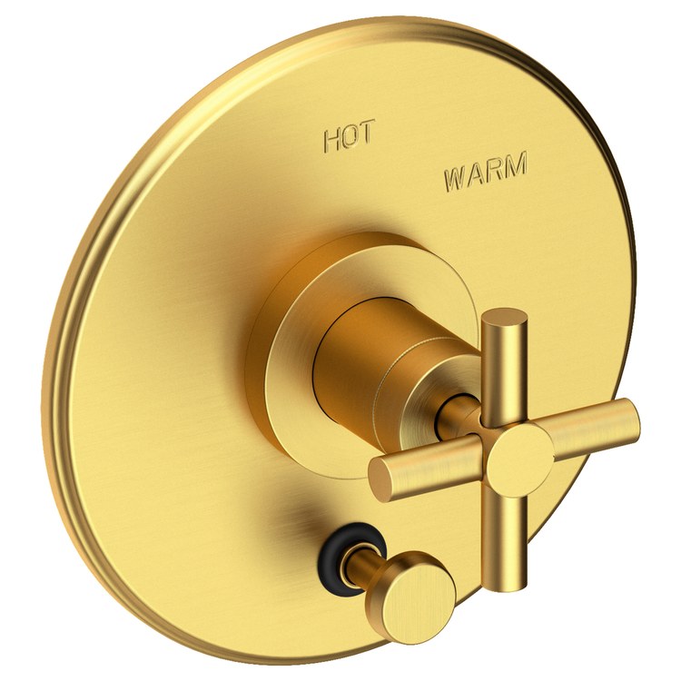 East Linear Pressure Balance Tub/Shower Valve Trim Only with Cross Handle - French Gold PVD - Frankwebs