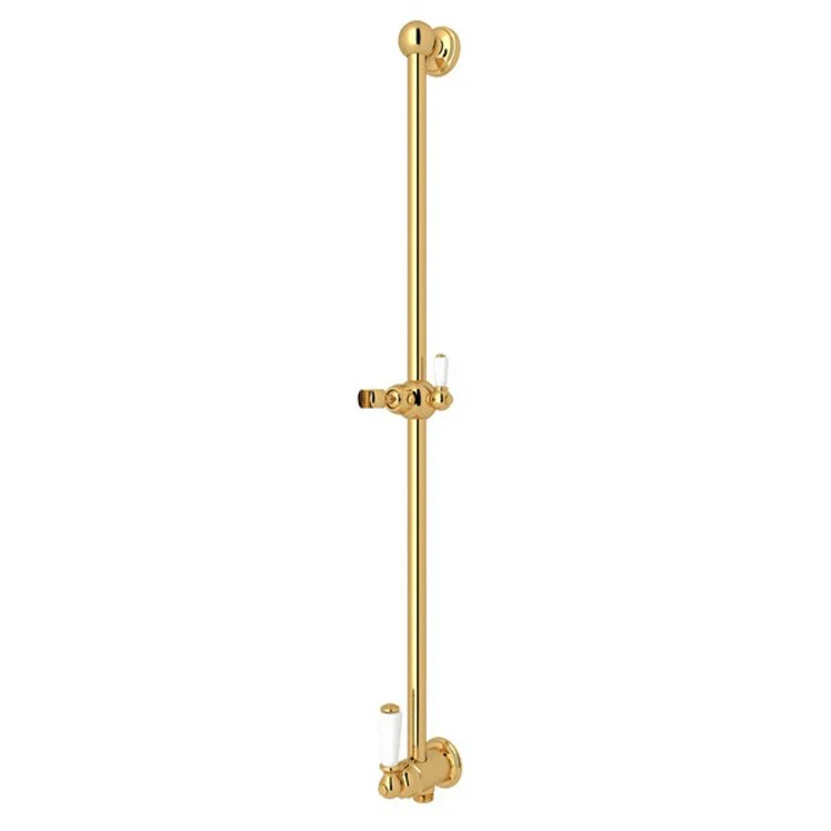 Handshower Bar Edwardian with Integrated Volume Control & Outlet Unlacquered Brass 25 Inch - Frankwebs