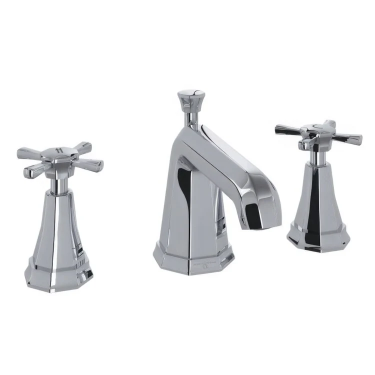 Lavatory Faucet Deco 6-12 Inch Spread 2 Cross Polished Nickel 1.2 Gallons per Minute High Neck Fixed Spout - Frankwebs