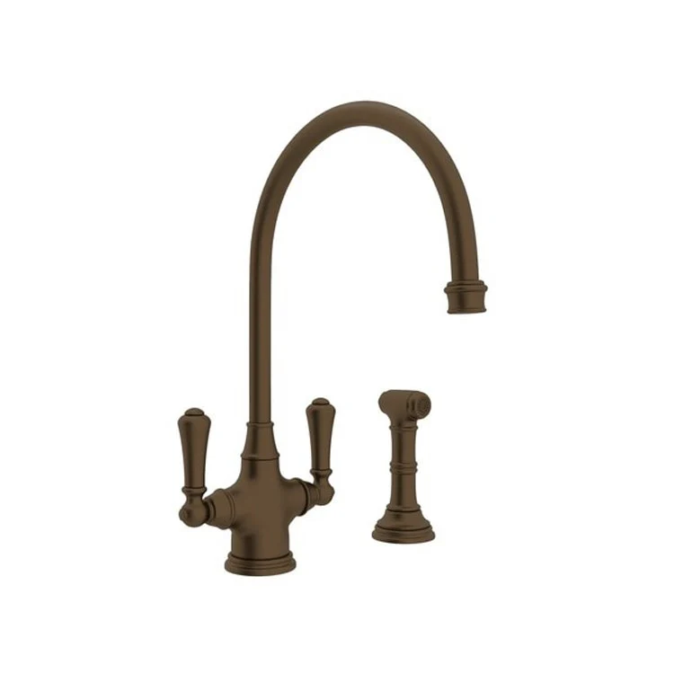 Kitchen Faucet Georgian Era 2 Lever Unlacquered Brass C-Spout 1.8 Gallons per Minute - Frankwebs