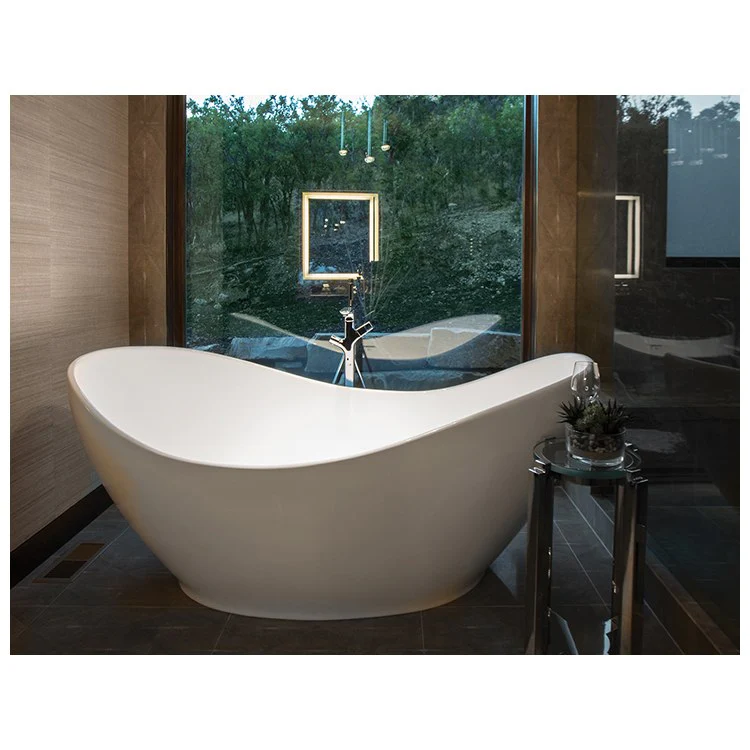 Soaking Tub Juliet 66.75 x 28.75 Inch Freestanding Center White Matte Sculpturestone 69 Gallons 28 Inch - Frankwebs