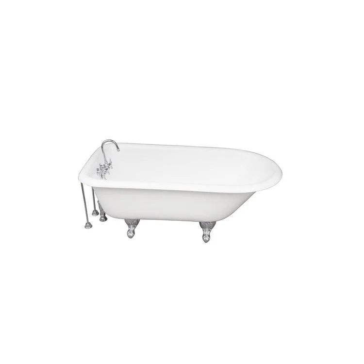 Tub Kit Bartlett Freestanding 60 Inch Cast Iron White Includes Polished Chrome Tub Filler 24 Inch Double Offset Tub Supplies & Tub Drain Non-Skid Strips Clawfoot Gooseneck Spout Finial Metal Lever Handles 54 Inch Rectangular Shower Rod 40 Gallon Capa - Frankwebs