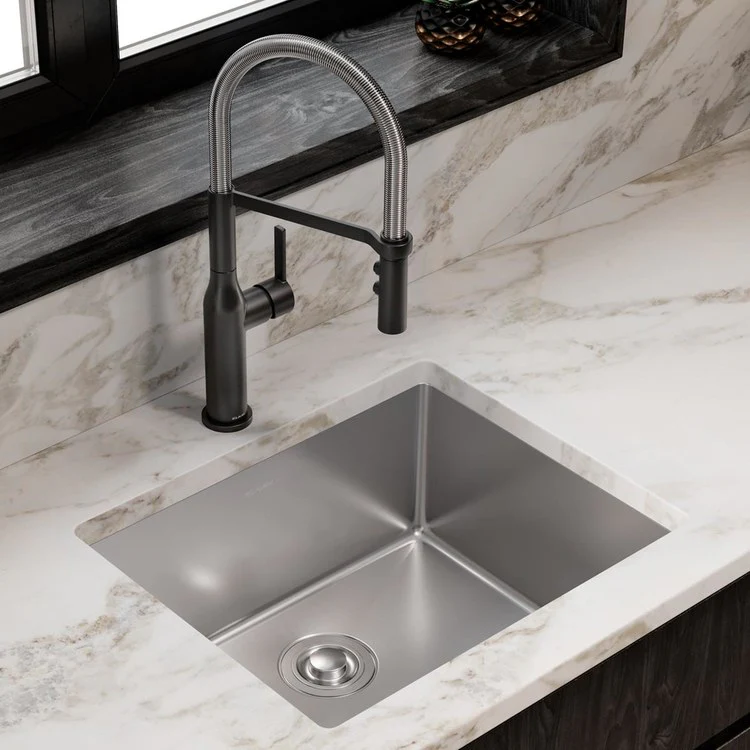 Kitchen Sink Crosstown 22.5 x 18.5 Inch Single Bowl Polished Satin Undermount Drain Location Rear Center Includes 1000003457 Template - Frankwebs