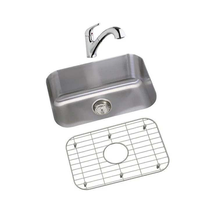 Kitchen Sink Dayton 23.5 x 18.25 Inch Single Bowl Kit with Faucet & Bottom Grid Radiant Satin Undermount - Frankwebs