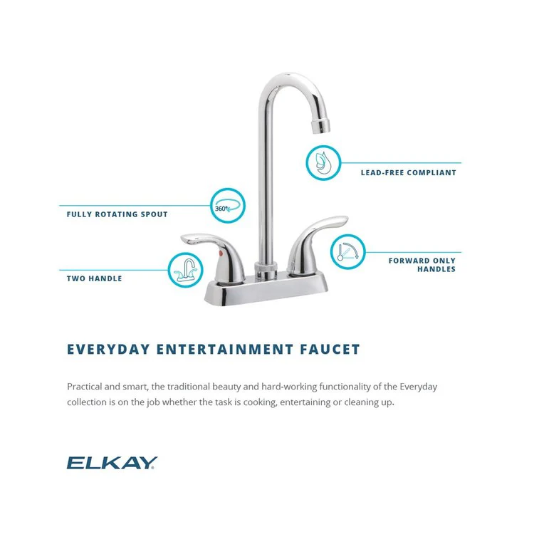 Bar Faucet Everyday Deck Mount 2 Lever ADA Chrome Spout Type Standard - Frankwebs