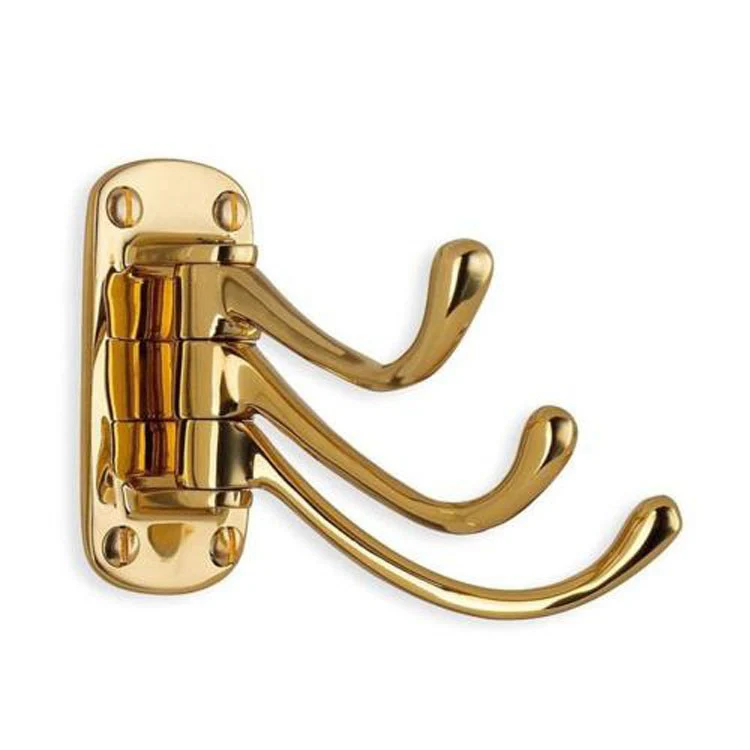 Coat Hook Triple Polished Brass 3 Inch 3-7/8 Inch Wall Mount Zinc - Frankwebs