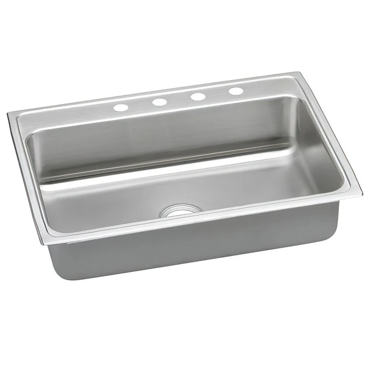 Kitchen Sink Lustertone Classic 31 x 22 Inch Single Bowl ADA Lustrous Satin Drop-In Rectangle Drain Location Rear Center Depth 5 Inch Quick Clip Mounting System Bottom Only Pads - Frankwebs