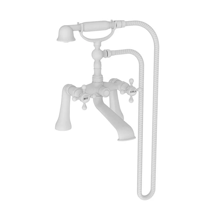 Tub Filler Astor Deck Mount Exposed with Handshower 7-1/4 Inch Spread 2 Cross ADA Antique Brass 2 Hole - Frankwebs