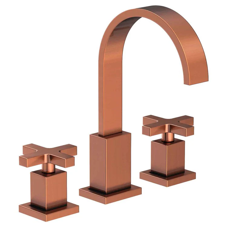 Lavatory Faucet Secant Widespread 8 to 20 Inch Spread 2 Cross ADA Antique Brass 1.2 Gallons per Minute Brass Spout Height 6-3/4 Inch - Frankwebs