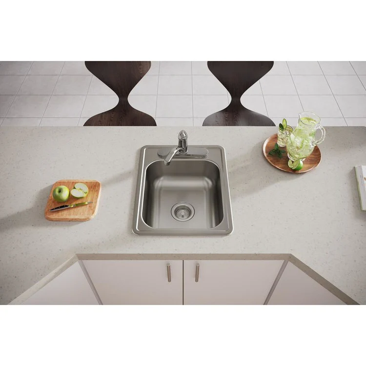 Bar Sink Dayton 17 x 21 Inch Single Bowl 3 Hole ADA Satin Drop-In Rectangle Drain Size 3-1/2 Inch - Frankwebs