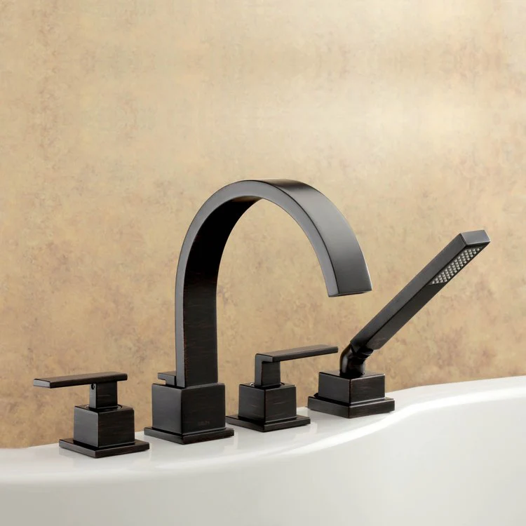 Vero Two Handle 4-Hole Roman Tub Faucet with Handshower - Frankwebs